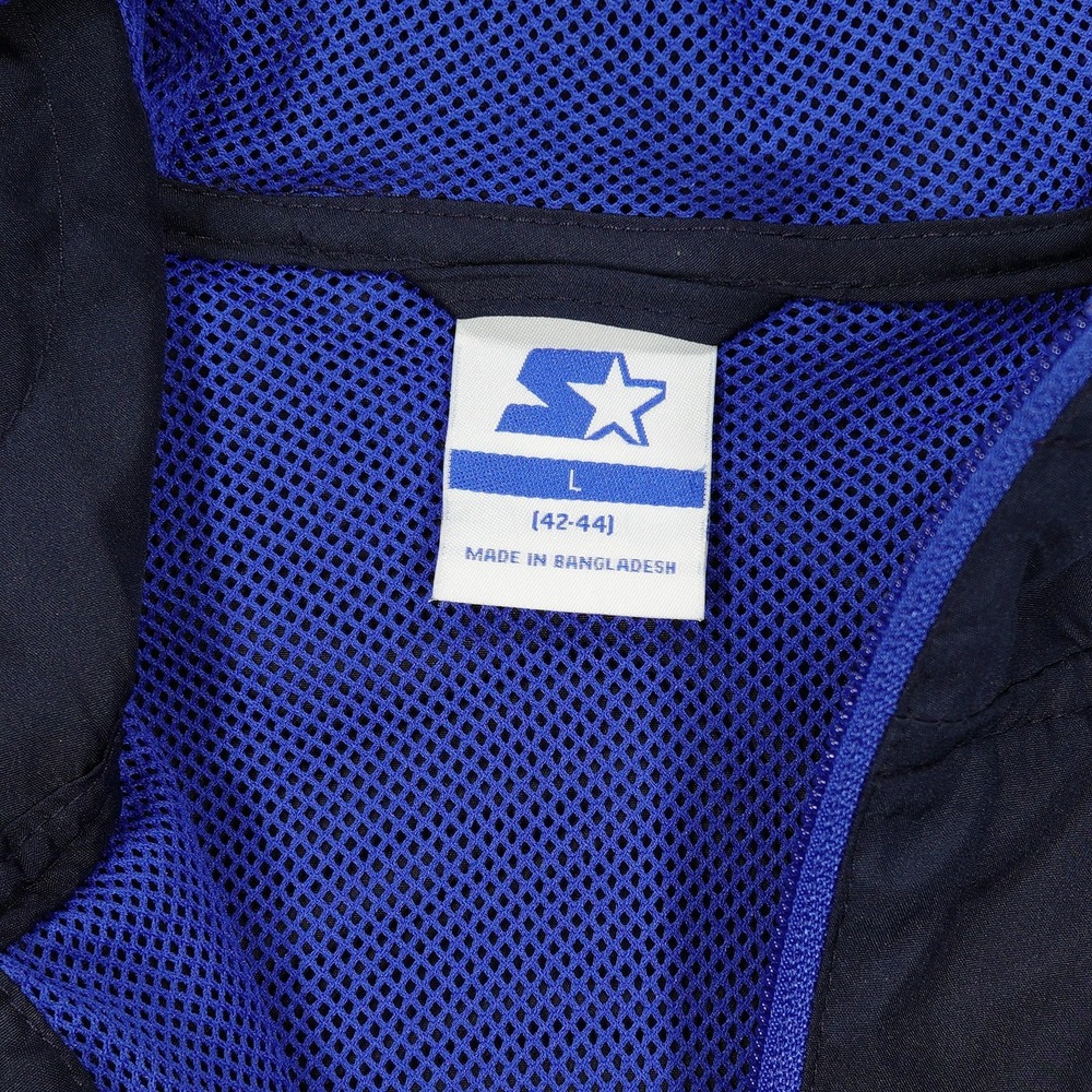 Starter Jacket Mens Large Navy Blue Royal Blue Hooded Mesh Lined Windbreaker Zip - Picture 3 of 9